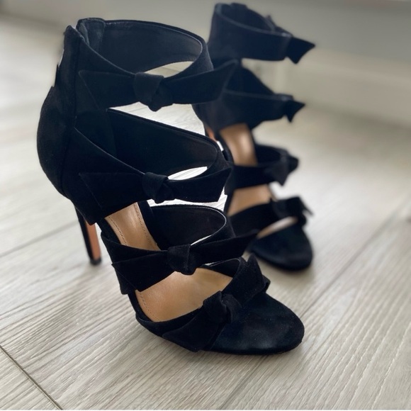 Schutz Black Suede Miranda Bow Heels - Picture 4 of 13